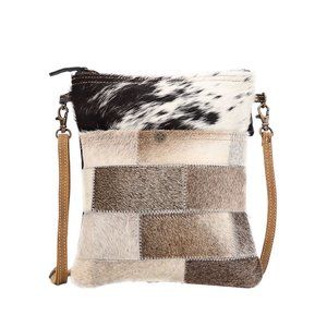 Myra Bag Patch Work Canvas, Leather, Hide Hairon, & Rug Crossbody Purse Tote Bag